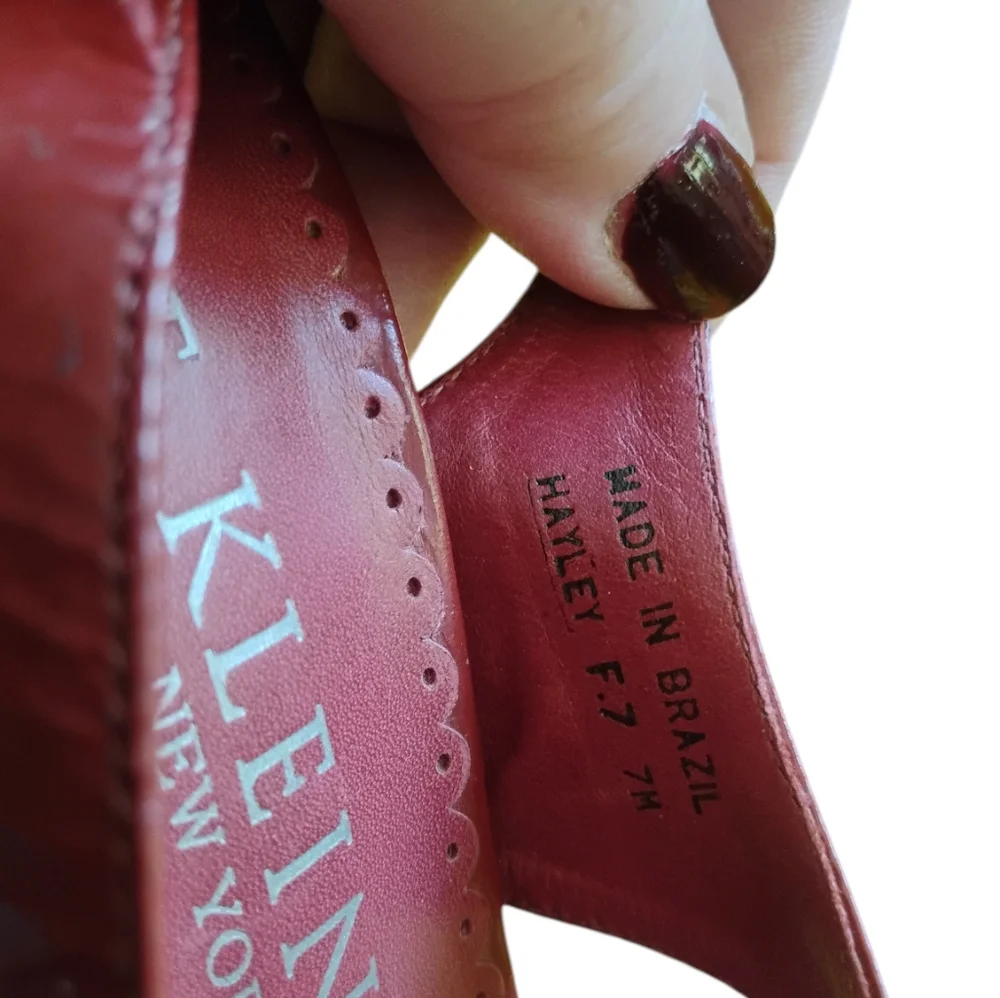 Ann Klein Red Slingback Cork Peep Toe Heels SZ 7 M